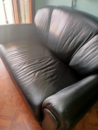 Divano posti pelle nera - divano, in