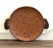 Vassoio vintage grande rattan