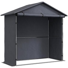Capanno Attrezzi con Porta Avvolgibile Tenda Garage Grigio Scuro VivaGarden