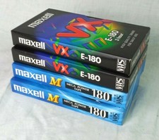 4 Videocassette VHS MAXELL VX E-180 - M-180 Mega Power Tape. Minuti 180 Usato