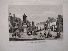 Pozzuoli Napoli Campania Pistolesi acquaforte originale 1851 stampa antica