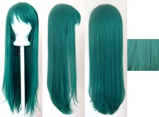 Parrucca cosplay 32'' lunga dritta lunga Bangs verde viridiana blu NUOVA