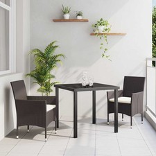 vidaXL Set da Pranzo per Giardino 3 pcs Marrone Poly Rattan