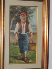 VECCHIO DIPINTO OLIO SU TAVOLA FIRMATO CON BELLA CORNICE IN LEGNO