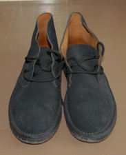 Scarpe alte polacchini pelle nera suola in gomma rigida - tg 43 - vintage usate