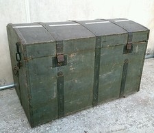 BAULE MILITARE DA VIAGGIO ANTICO IN LEGNO PRIMO 900