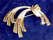 ? Antica Autentica Spilla in Argento 800 marcasiti Cornucopia ART DECO Brooch