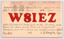 Scheda radio QSL CB Ham W8IEZ