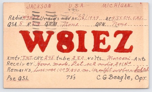 Scheda radio qsl - radio, w8iez
