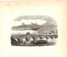 PAVIA veduta del Ponte Coperto STAMPA ANTICA del 1858 Antique print