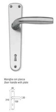 Coppia Maniglia Porte Interne Alluminio Sicma Master Satinato Argento Con Placca