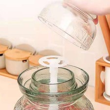  2pz Barattolo Fermentazione Vetro Pressa Verdure Piatto Plastica Riutilizzabile Pressa