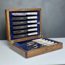 Set 12 Coltelli Frutta Dessert Manico Madreperla Incassati Acciaio Antichi