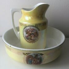 Antica brocca/catino -ceramica- bagno / toilette - Laveno - scene mitologiche