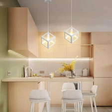 Lampadario da soffitto pendente sospensione Cubo Attacco Lampada E27 Bianco