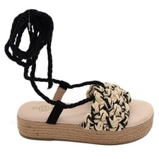 Sandali zeppa donna beige nero