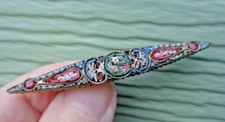 Attraente Spilla Vintage Micro Mosaico Floreale Italiana c.1920/40