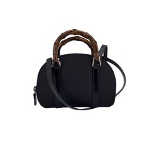 Autentico portafoglio Gucci vintage nero nylon bambù WOC su catena tracolla