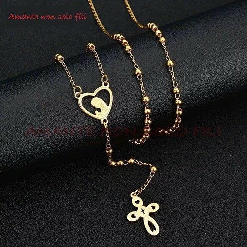 Collana rosario acciaio - collana,