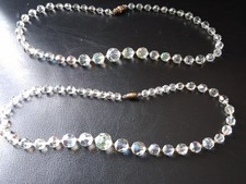 Lot 2 colliers vintage cristal Aurora Borealis – perles verre taillé 