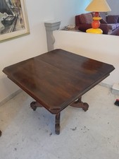 Tavolo antico allungabile in legno di noce da pranzo quadrato d'epoca