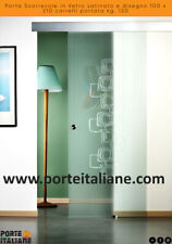 Porta Scorrevole in Vetro satinato e disegno 100 x 210 carrelli portata kg. 120