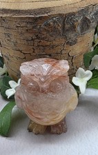 Gufo al quarzo di fuoco, quarzo ematoide, intagliato a mano, statuina gufo di cristallo di messa a terra, 