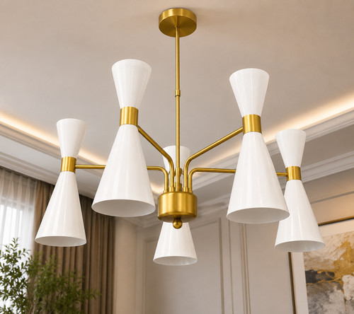 Lampadario stilnovo bracci - 5,