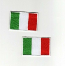 2 APPLICAZIONI TERMOADESIVE RICAMATE PATCH TOPPE BANDIERA ITALIANA DECORAZIONI