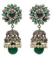 Orecchini INDIANI - SEEMA Indian Jhumka VERDE - NUOVI
