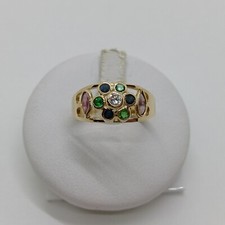 ANELLO DA DONNA IN ORO GIALLO 18KT CON ZIRCONI COLORATI 3,05 GR.  N.15 (0136)