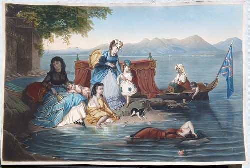 Stampa antica bagno - sul, lago