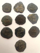 1500 Filippo II lotto di 10 monete pirata coloniale spagnole castello/leone 1...