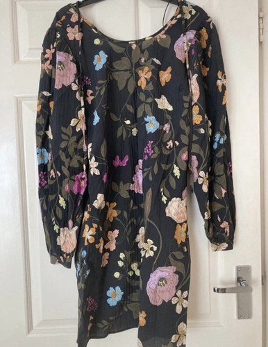 Women floral black dress - black,