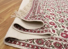 Cotone Area Tappeto 5x7 Beige Rosso Floreale Naturale Handmade Stile Saldi Nuovo