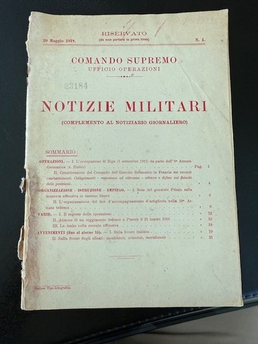 Ww1 riservato comando supremo - riservato,