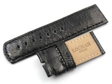 Cinturino Orologio Locman Vero Struzzo Nero 24/24mm Fibbia Ardiglione Ricambi