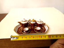 SERVIZIO DA THE MINIATURA MIGNON PORCELLANA LIMOGES DECORATO A MANO CASA BAMBOLE