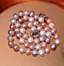 ?AAA Stupenda COLLANA con PERLE NATURALI VERE multicolor chiusura facilitata 8