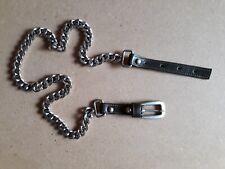 Cintura unisex in vera pelle nera con catena in metallo 90 cm