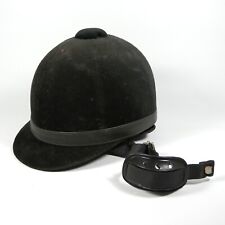CASCO CAP CAPPELLO DA EQUITAZIONE CAVALLO IN VELLUTO NERO VINTAGE CHOPIN PARIS
