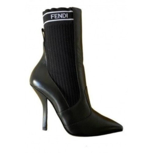 Fendi black leather booties - fendi,