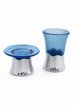 set bagno moderno blu vetro