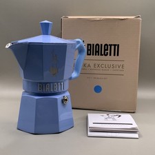 Bialetti Moka Express Exclusive Blu Caffettiera Espresso Piano Cottura 3 Tazze Nuova