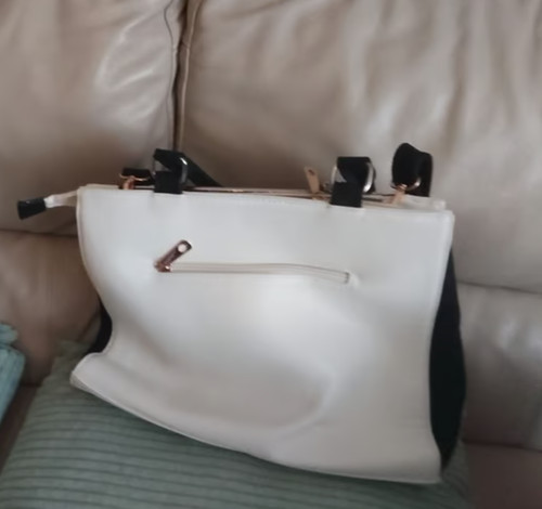 Borsa pelle bianca da - pelle,