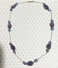 Antica Collana Oro 18K Con Cuore E Guscio di Ametista