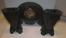 Trittico Decò con orologio in antimonio anni 30