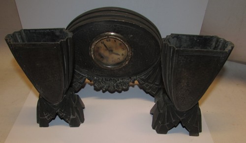 Trittico decò con orologio - orologio, in