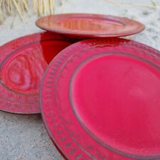 3 piatti vintage Ernestine Salerno Italia anni 60, ceramica rosso brillante
