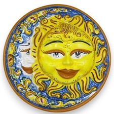 Eclissi, Sole e Luna in ceramica Caltagirone - Ø 43 cm ca. decoro Limoni e Melog